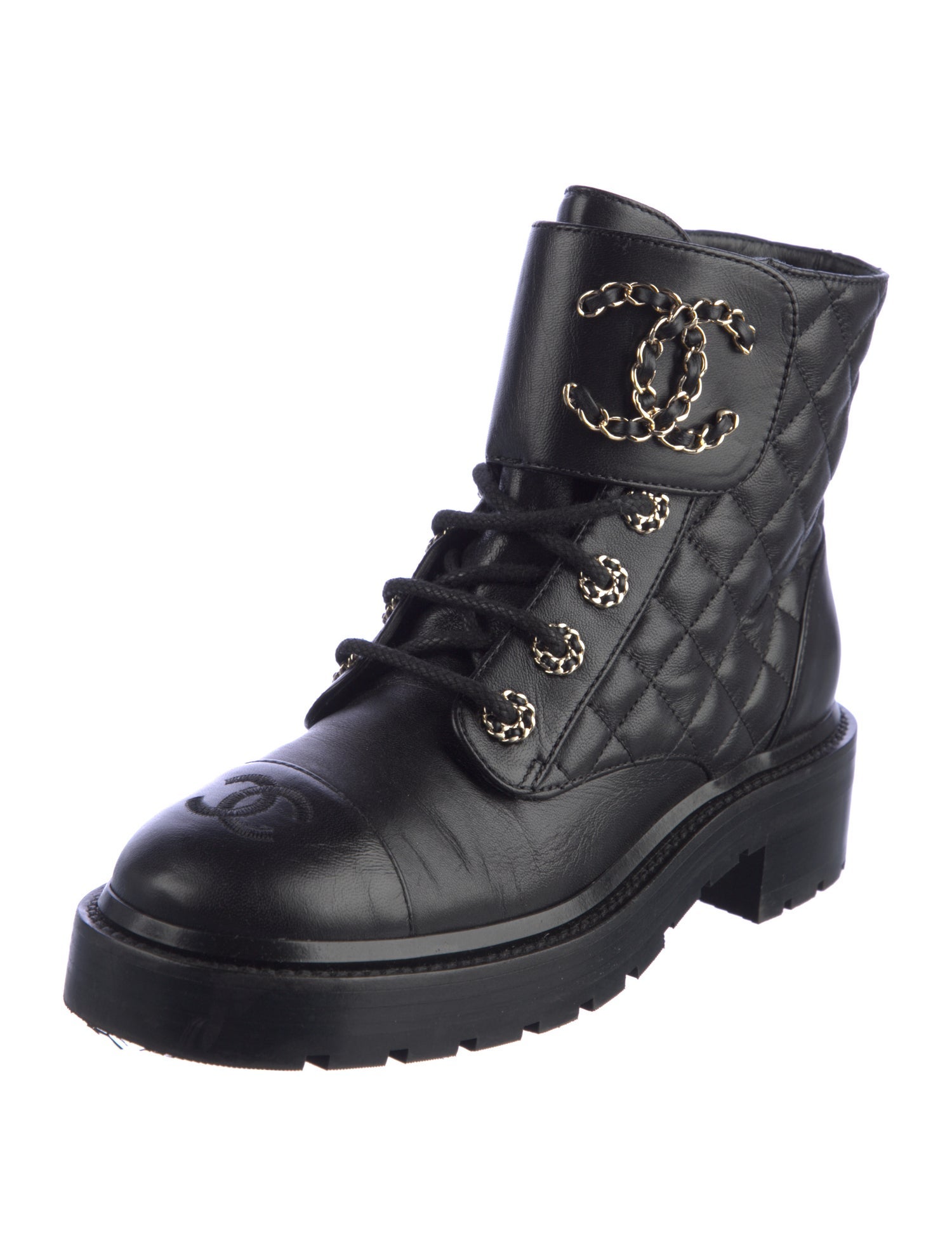 Chanel 2020 Interlocking CC Logo Combat Boots