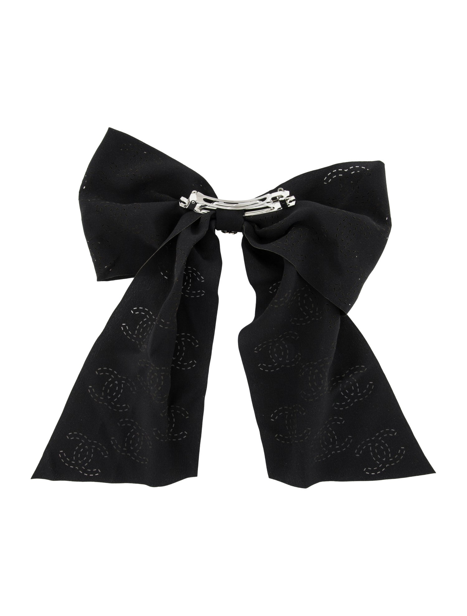 Chanel Perforated CC Bow Barrette