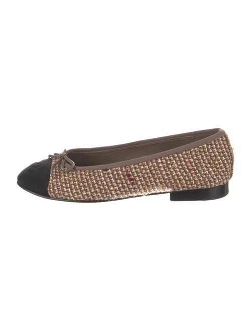 Chanel Interlocking CC Logo Tweed Flats