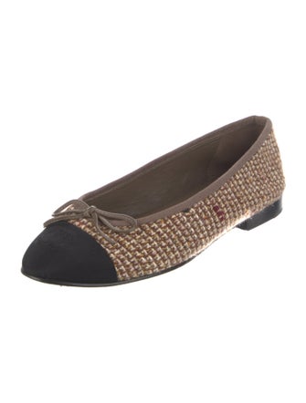 Chanel Interlocking CC Logo Tweed Flats