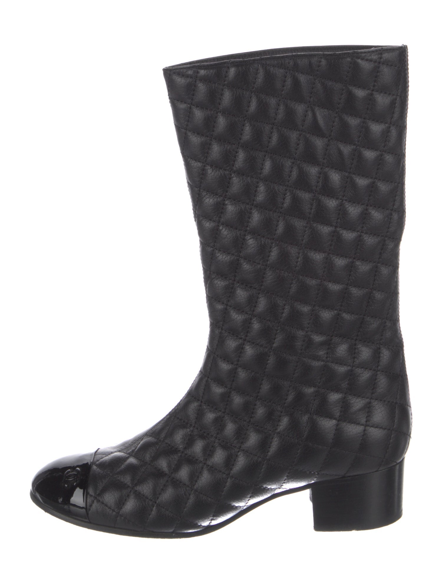 Chanel Interlocking CC Logo Leather Rain Boots