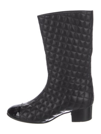 Chanel Interlocking CC Logo Leather Rain Boots