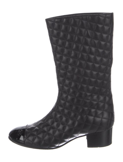 Chanel Interlocking CC Logo Leather Rain Boots