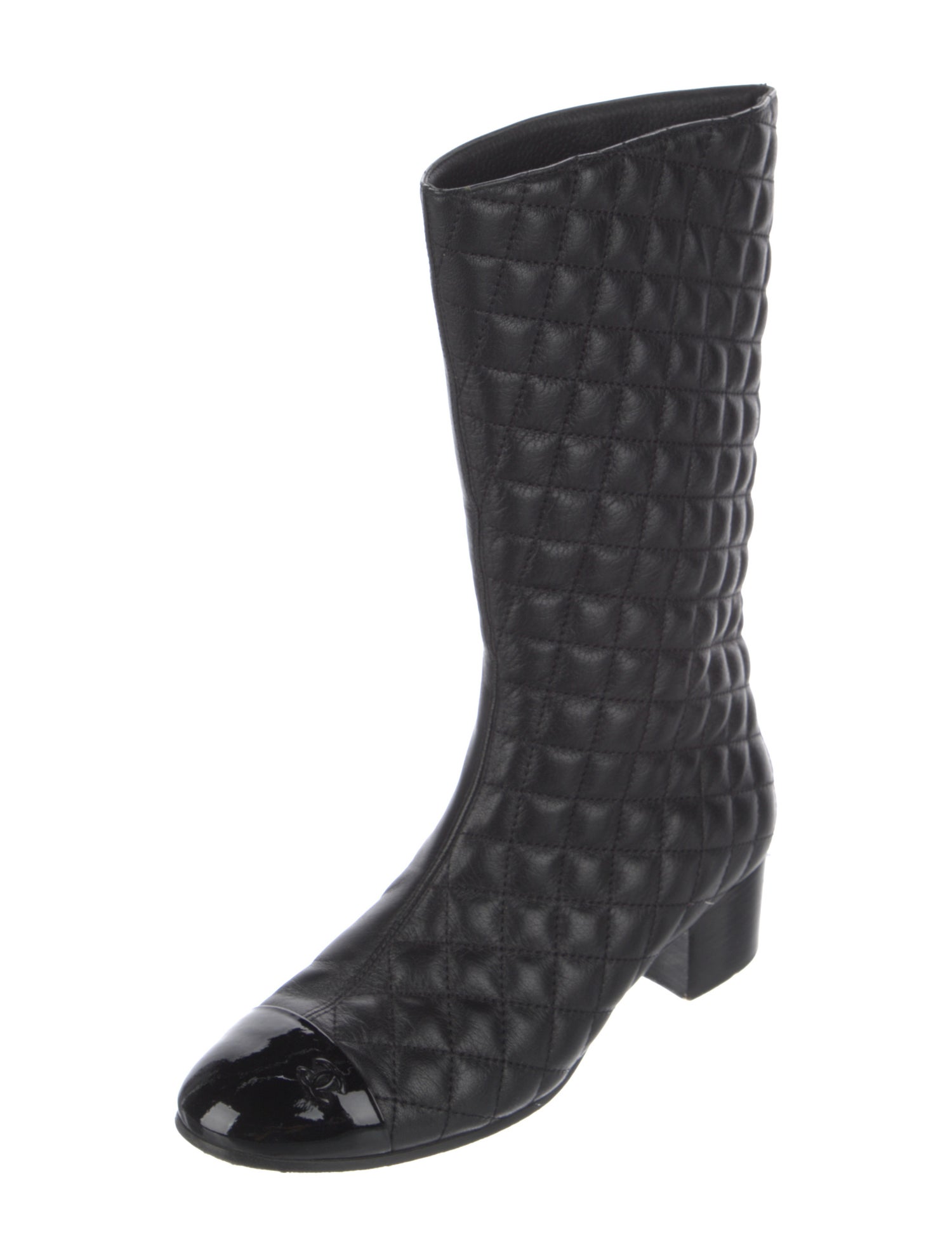 Chanel Interlocking CC Logo Leather Rain Boots