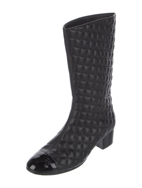 Chanel Interlocking CC Logo Leather Rain Boots