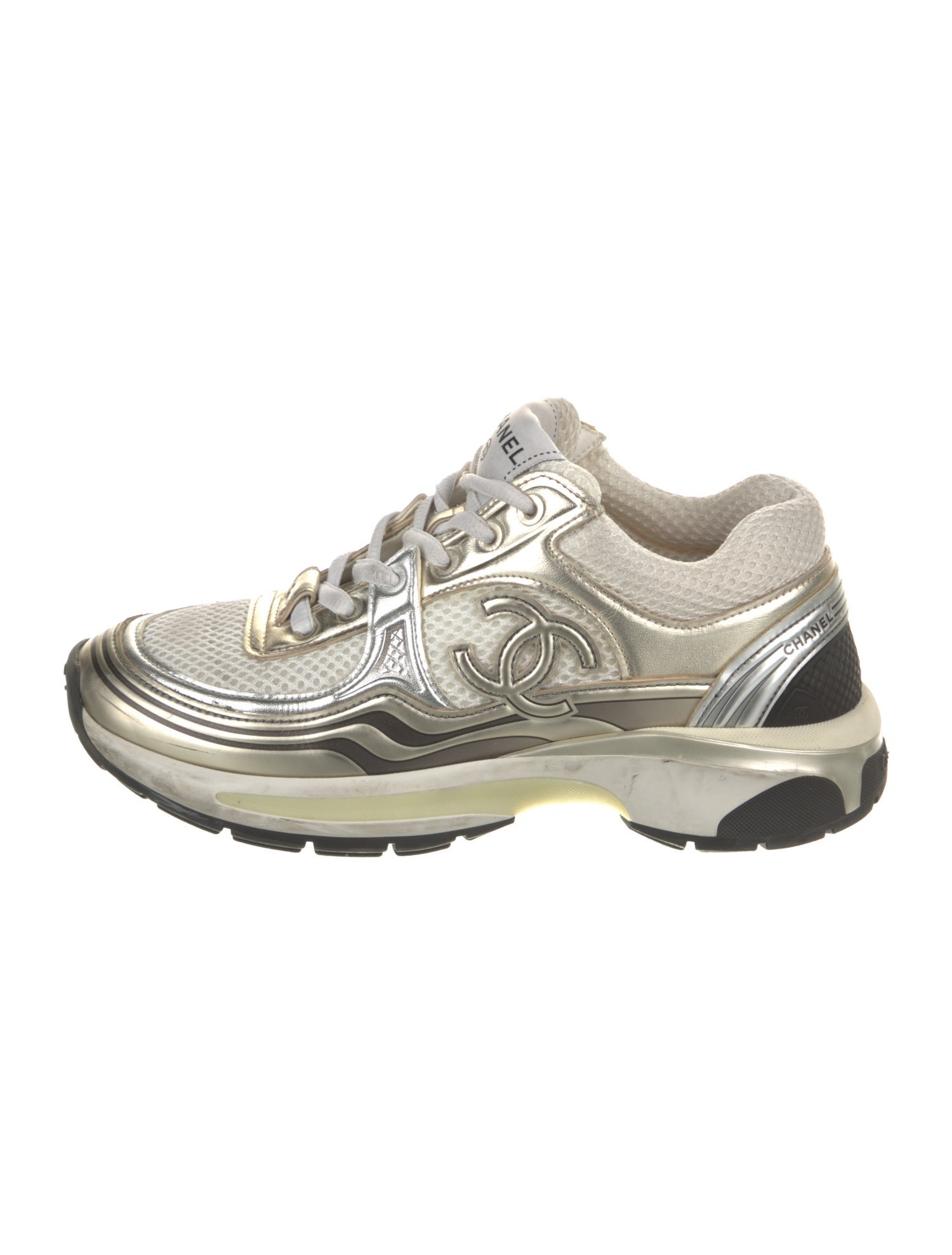 Chanel Interlocking CC Logo Leather Chunky Sneakers
