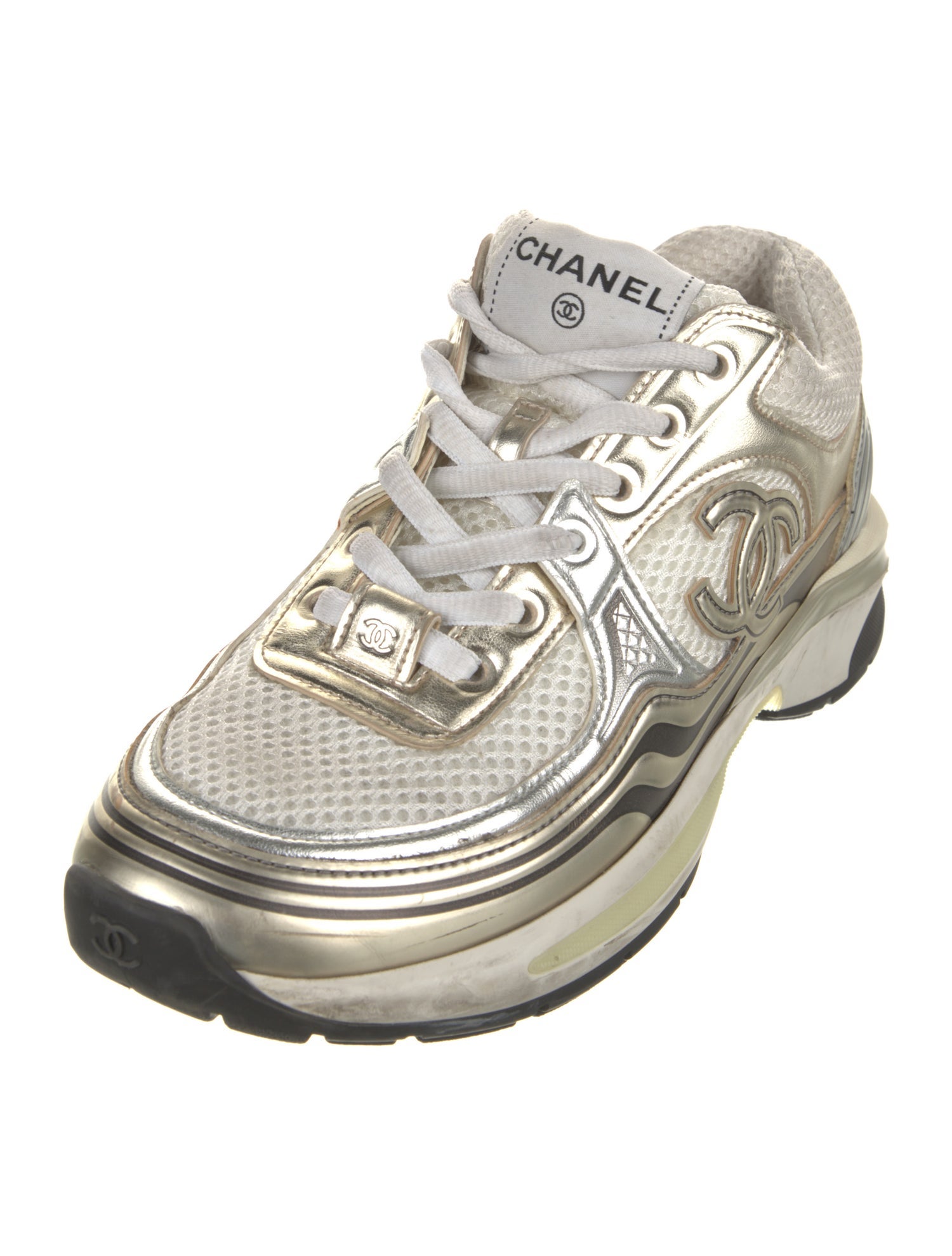 Chanel Interlocking CC Logo Leather Chunky Sneakers