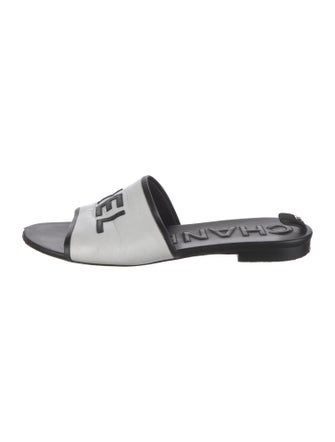 Chanel Interlocking CC Logo Leather Slides