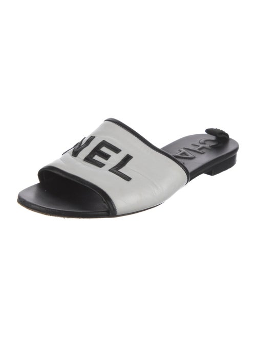 Chanel Interlocking CC Logo Leather Slides