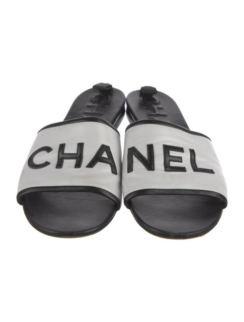 Chanel Interlocking CC Logo Leather Slides
