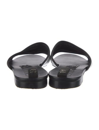 Chanel Interlocking CC Logo Leather Slides