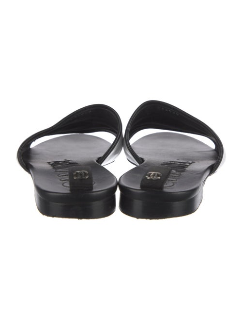 Chanel Interlocking CC Logo Leather Slides