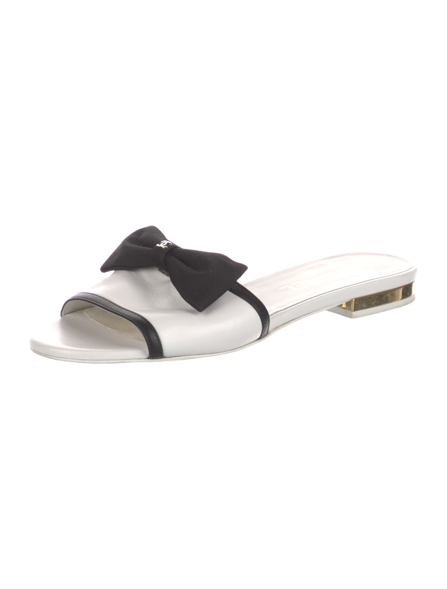 Chanel Interlocking CC Logo Leather Slides