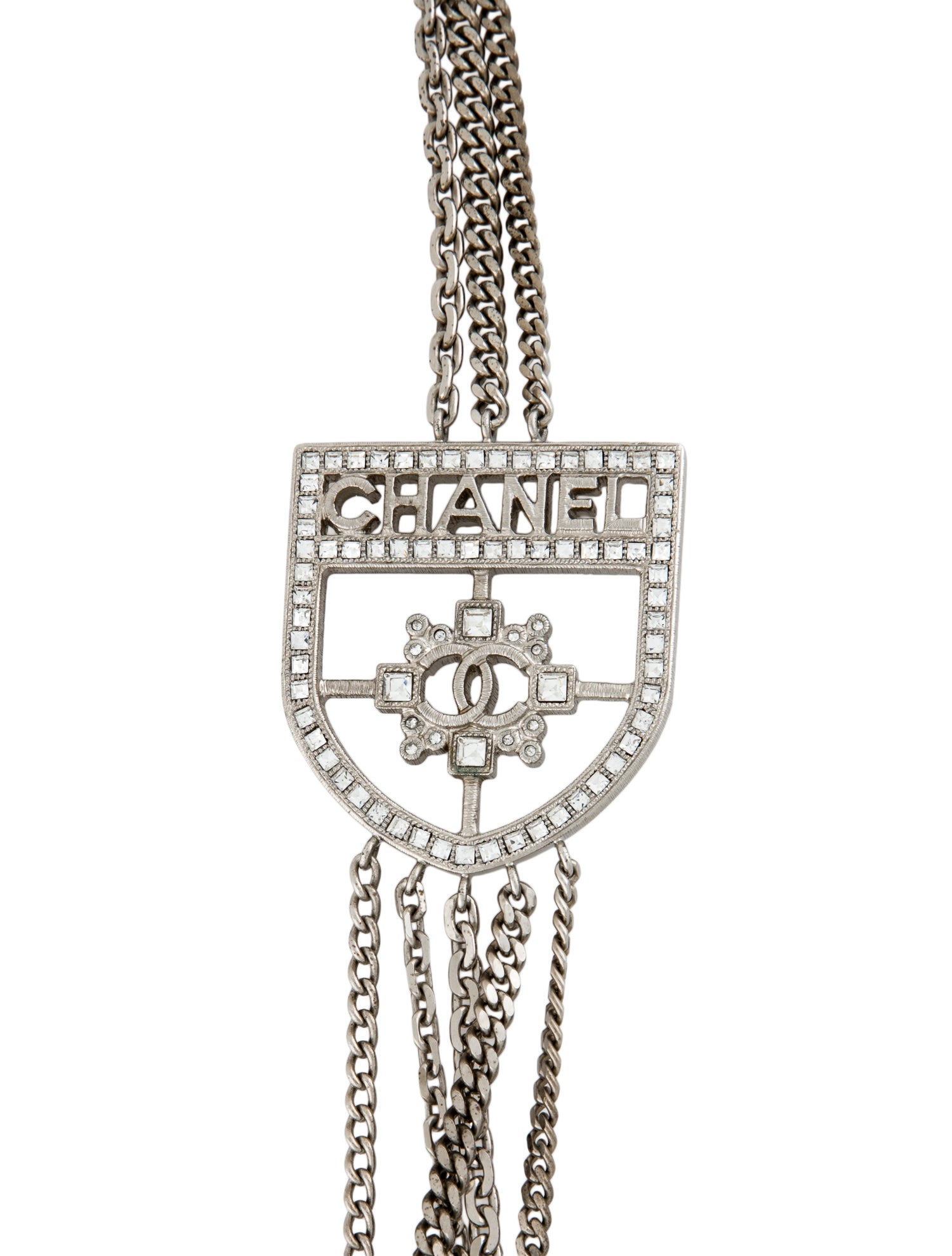 Chanel Strass CC Shield Multistrand Necklace