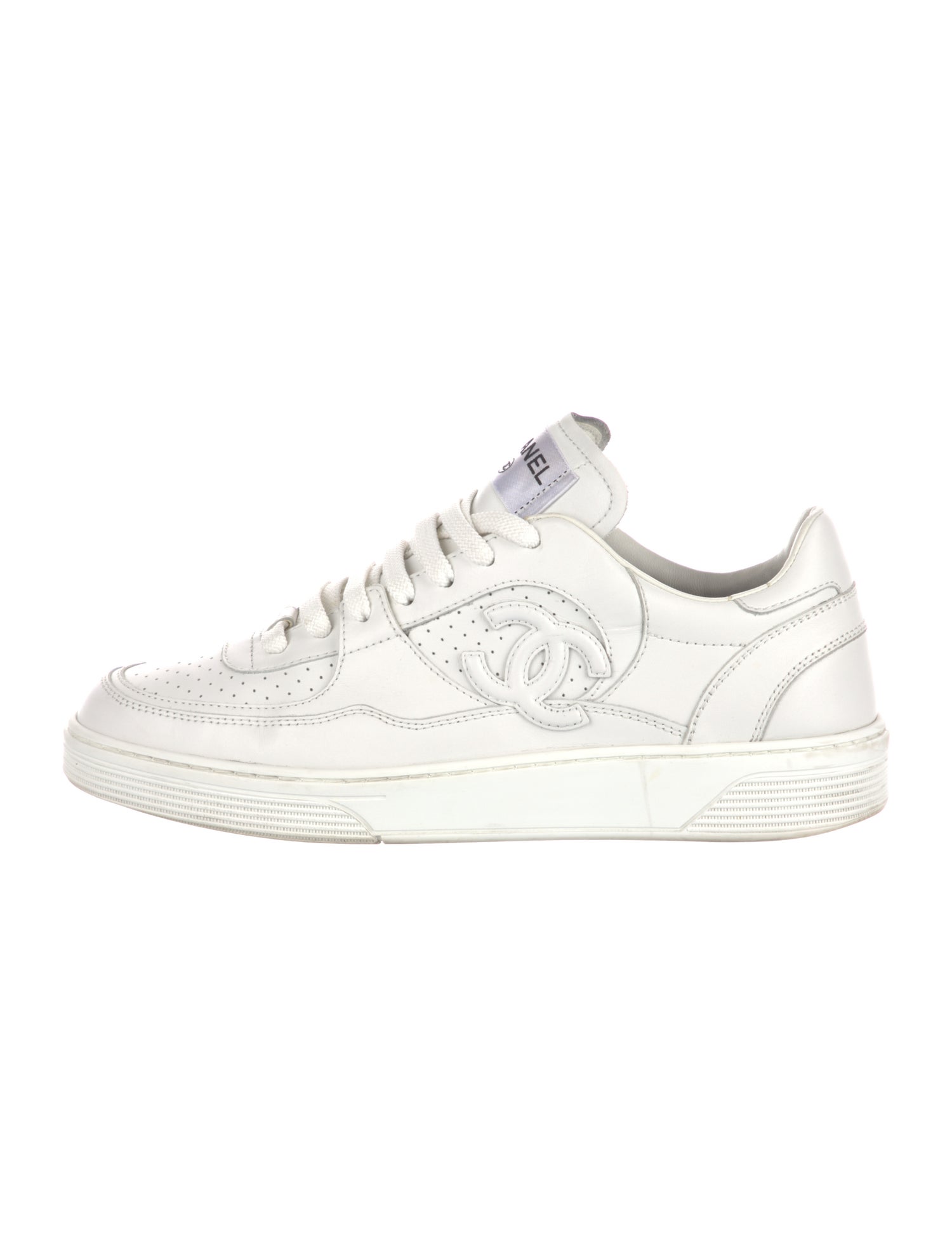 Chanel Interlocking CC Logo Leather Sneakers