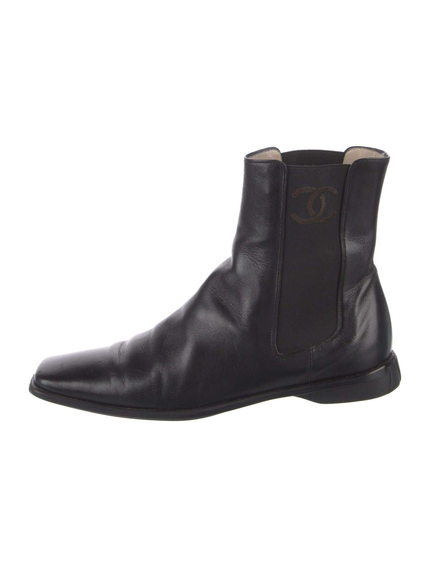Chanel Vintage Interlocking CC Logo Chelsea Boots