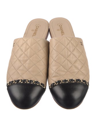 Chanel Interlocking CC Logo Leather Mules