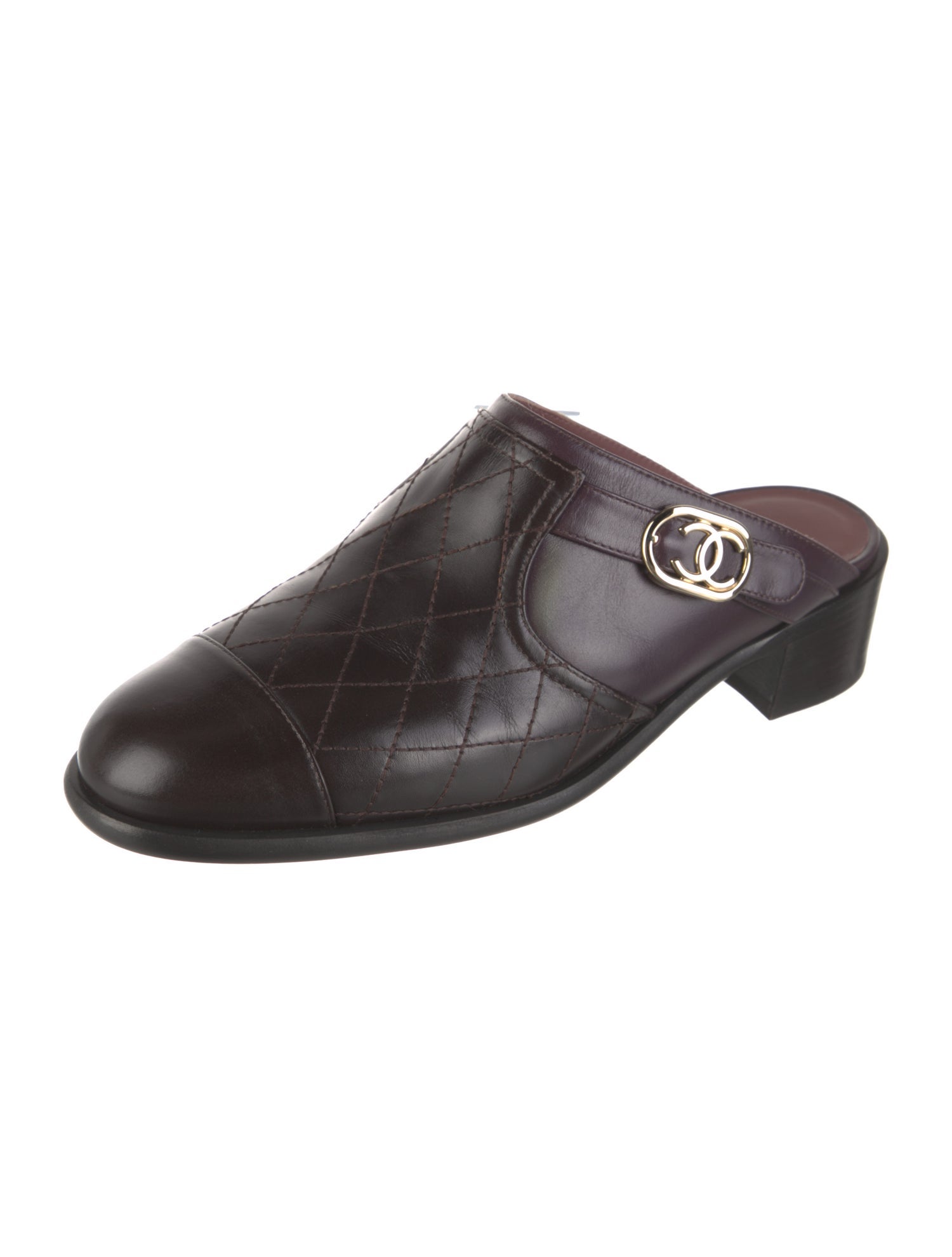 Chanel Interlocking CC Logo Leather Mules