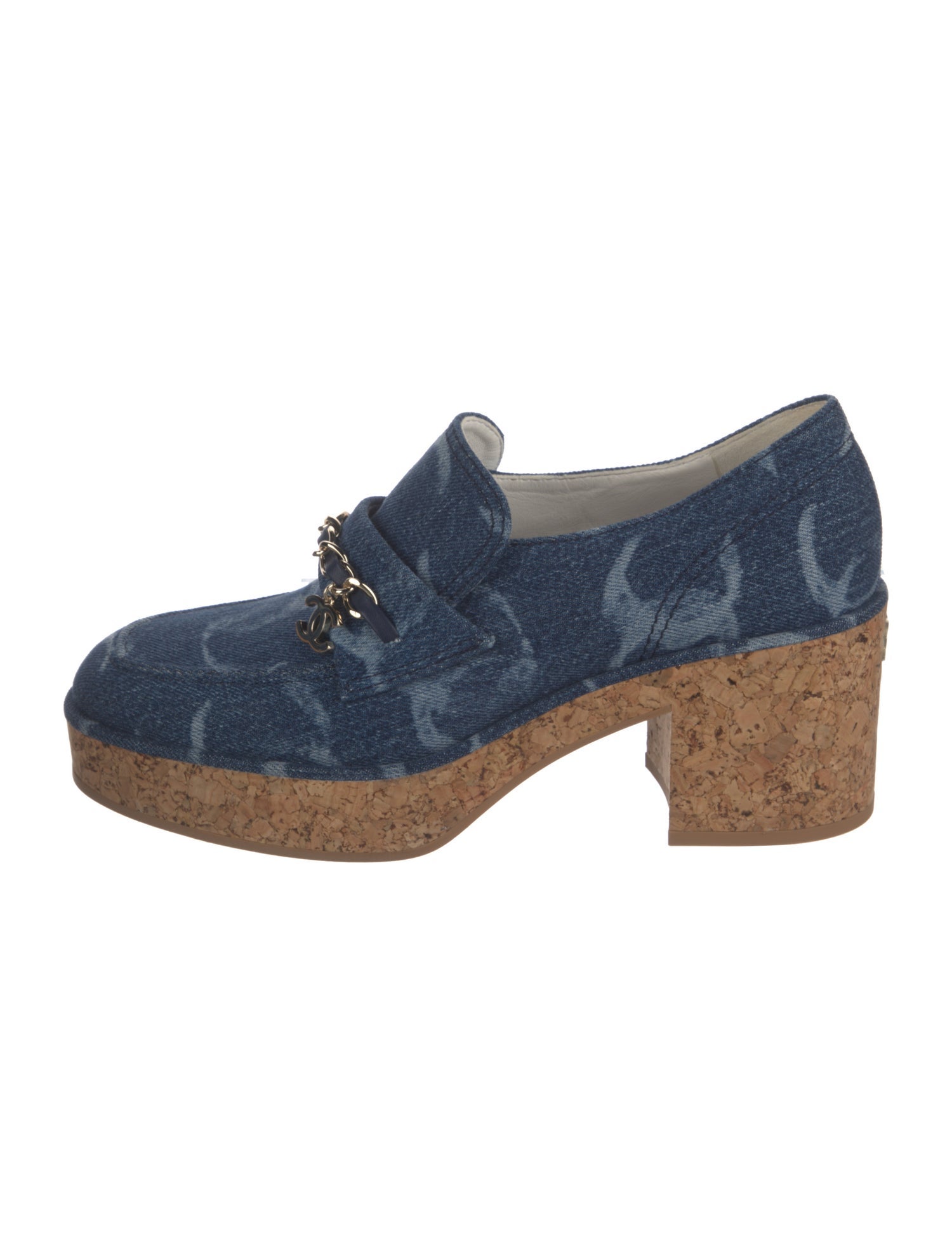 Chanel Interlocking CC Logo Denim Pumps