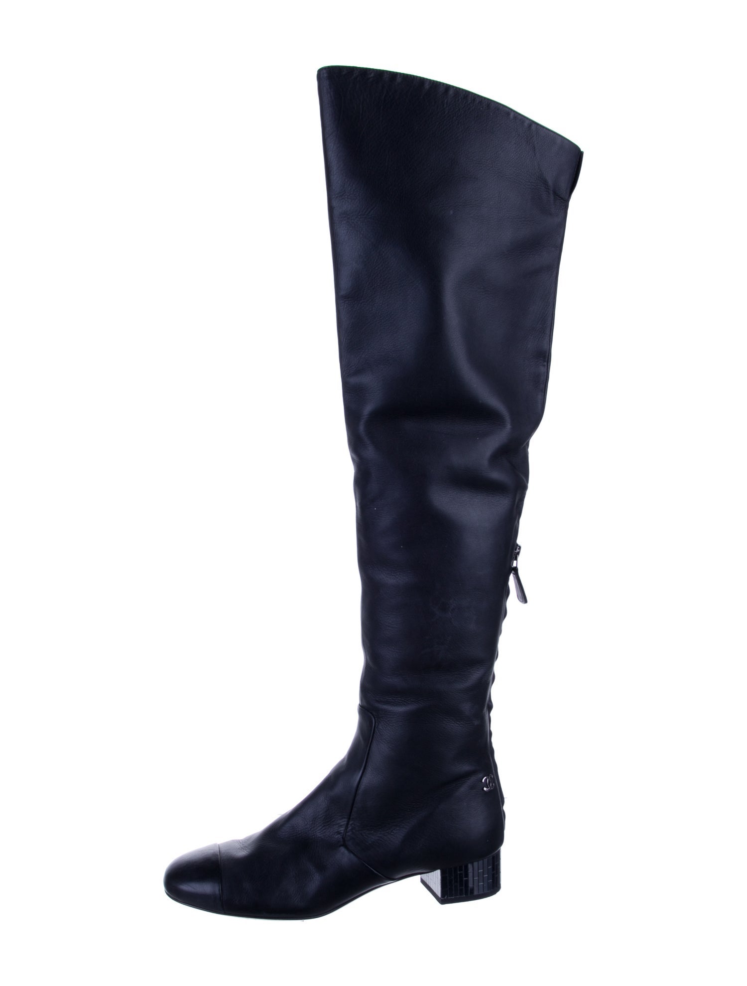 Chanel Interlocking CC Logo Leather Boots