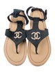 Chanel Interlocking CC Logo Suede T-Strap Sandals