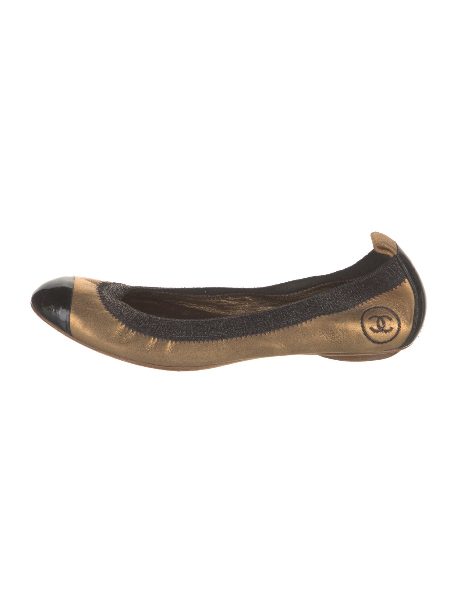 Chanel Interlocking CC Logo Leather Flats