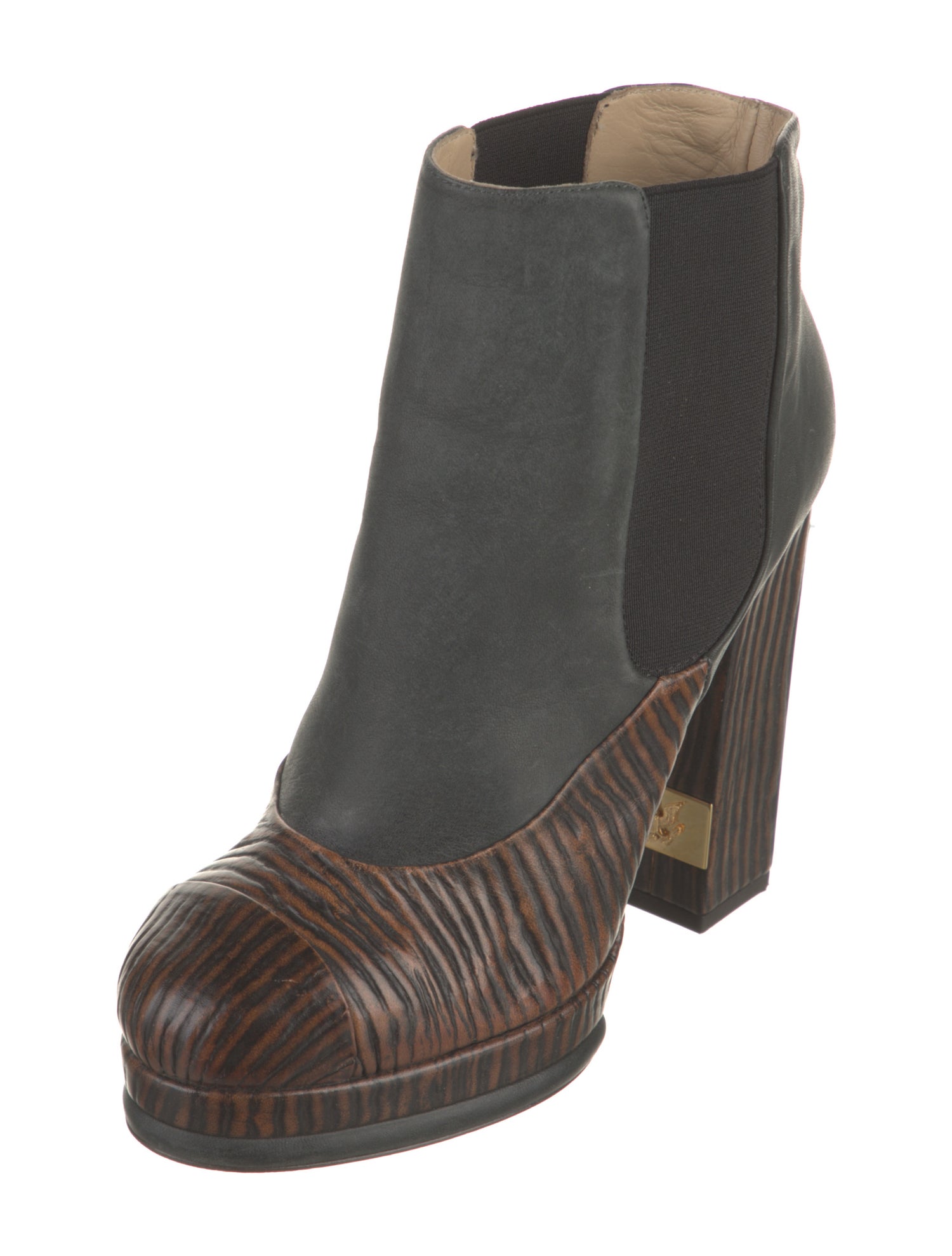 Chanel 2014 Interlocking CC Logo Chelsea Boots