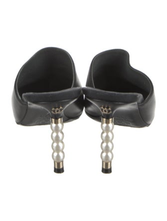 Chanel Interlocking CC Logo Leather Mules