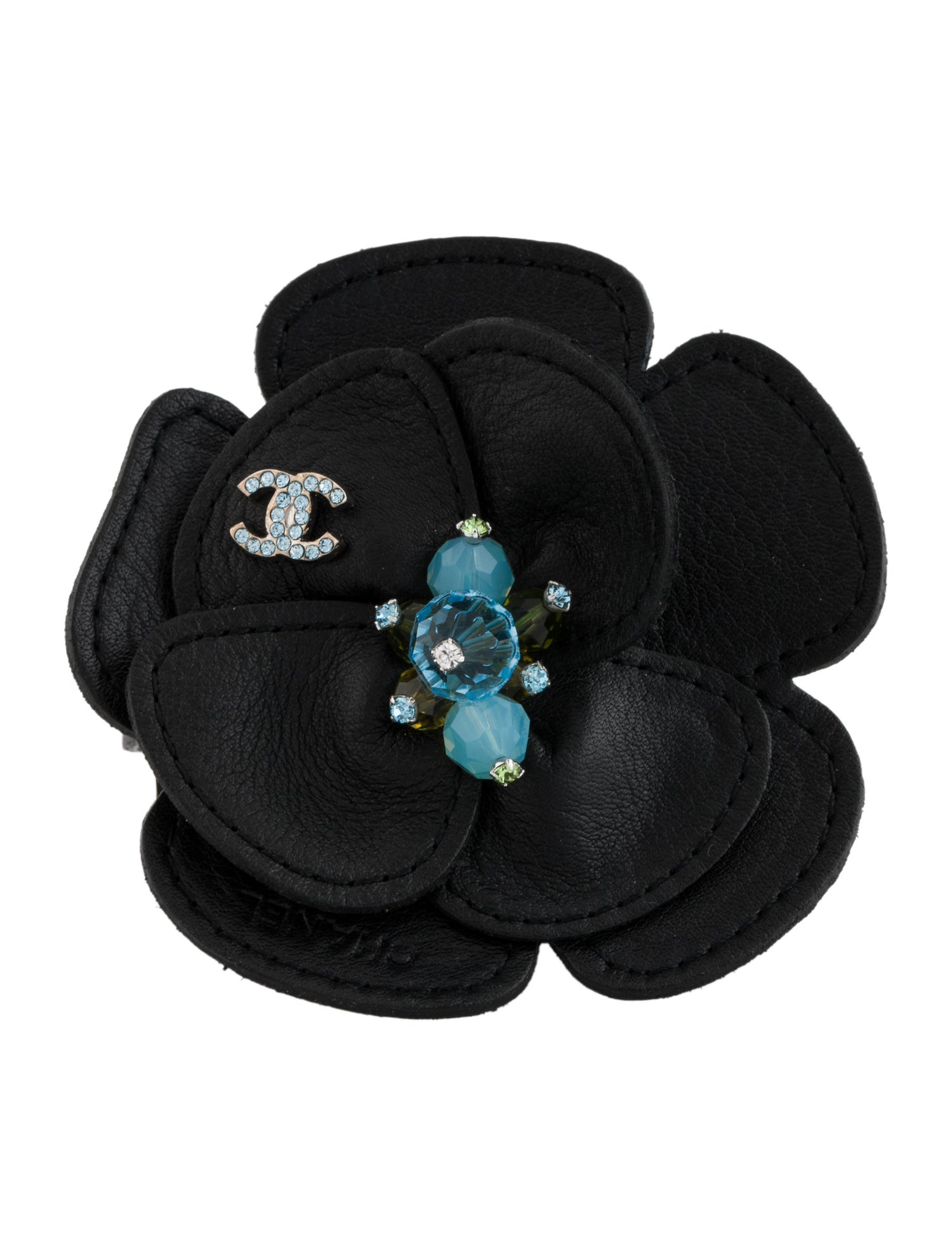 Chanel Strass & Leather Camellia Choker Bracelet