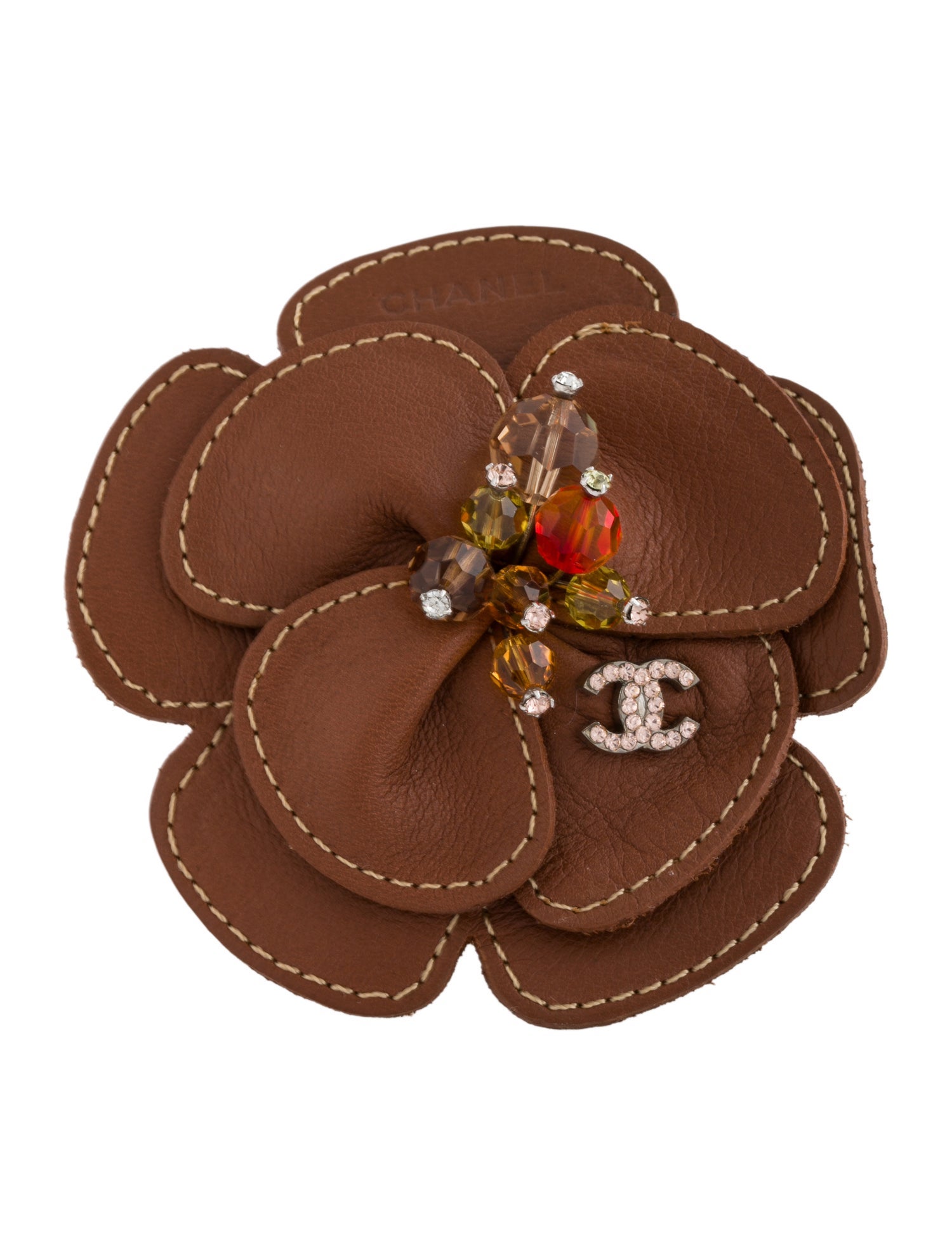 Chanel Strass & Leather Camellia Choker Bracelet