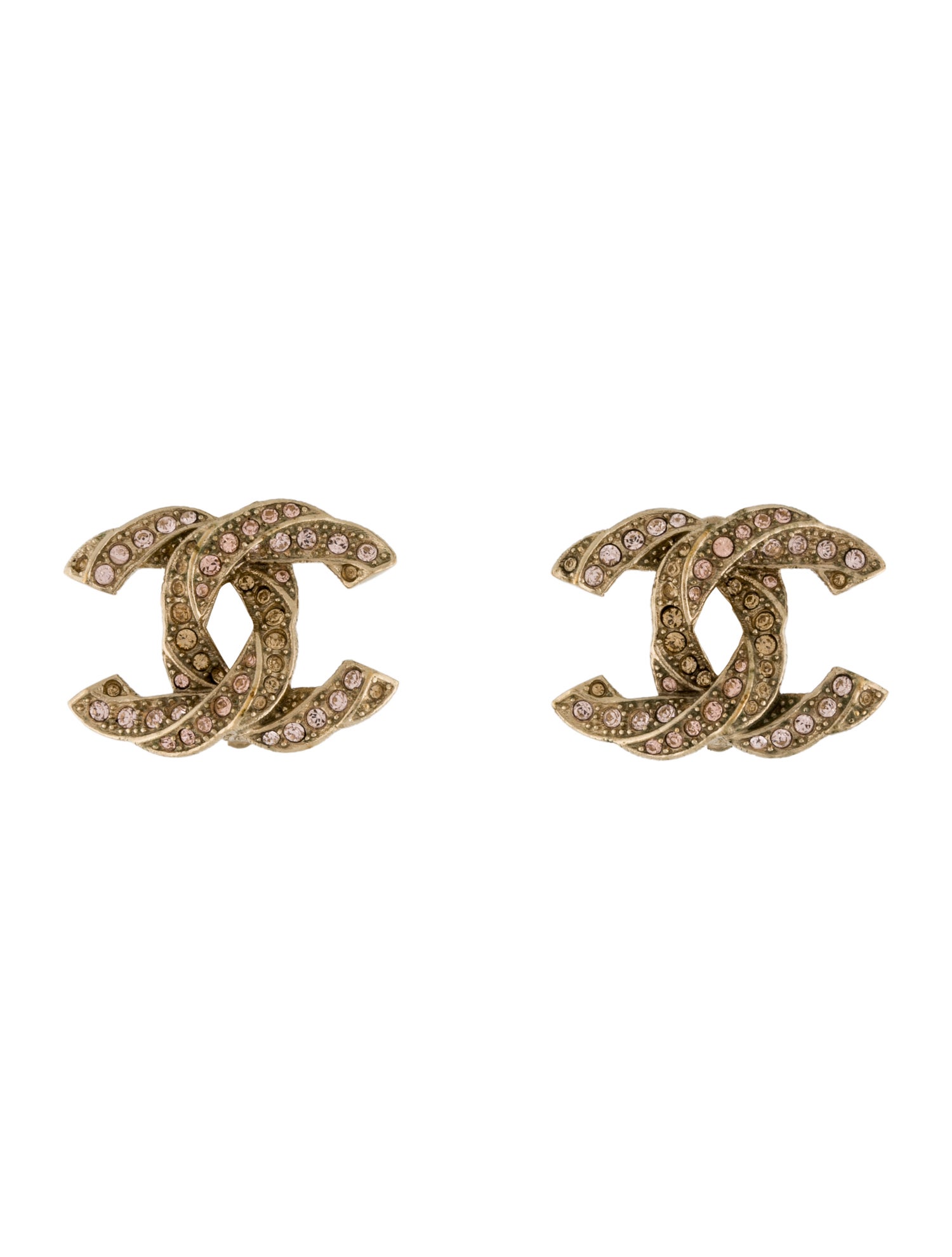 Chanel Strass Twisted CC Clip-On Earrings