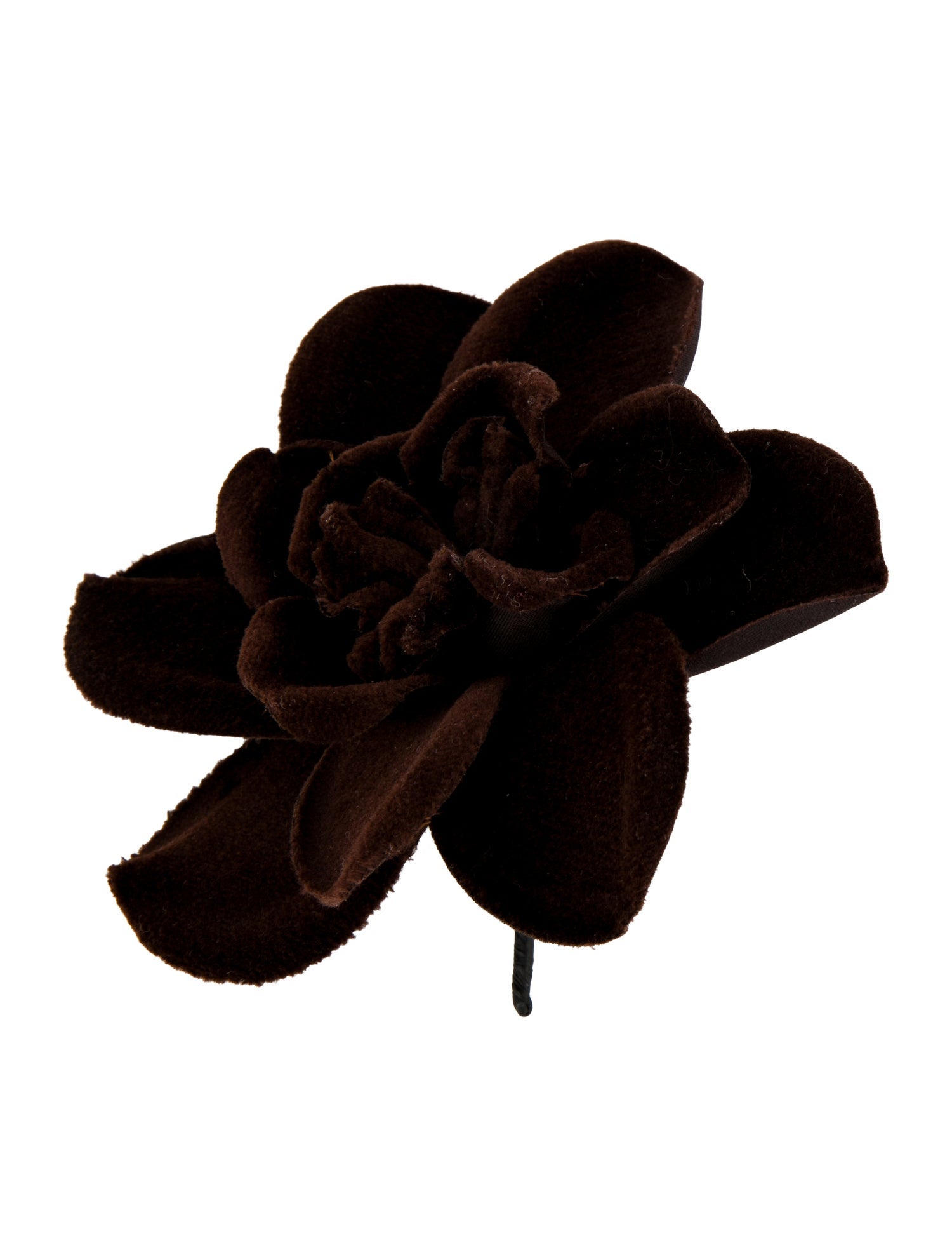 Chanel Vintage Velvet Camellia Pin Brooch