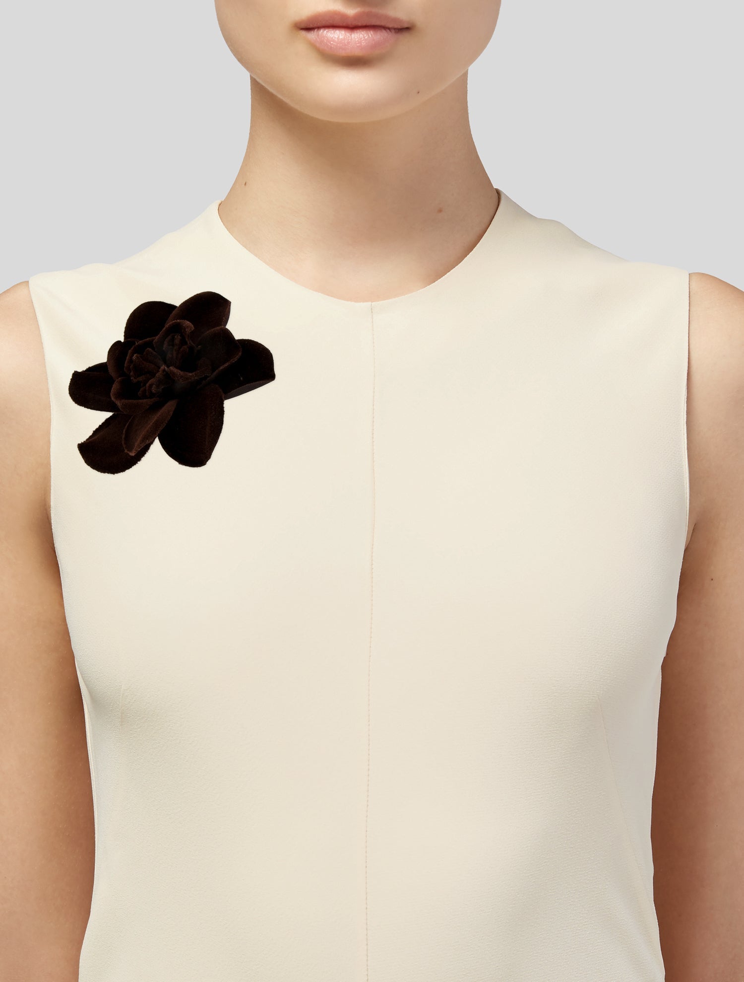 Chanel Vintage Velvet Camellia Pin Brooch