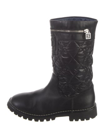 Chanel Interlocking CC Logo Leather Moto Boots
