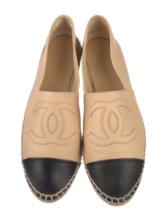 Chanel Interlocking CC Logo Leather Espadrilles