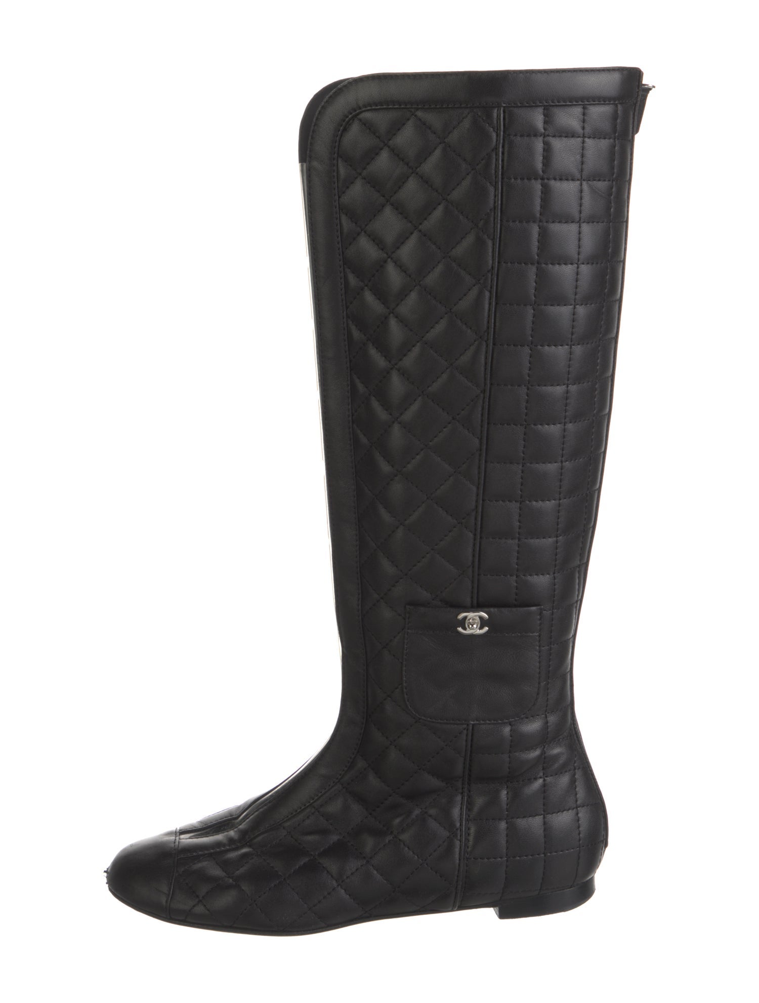Chanel Interlocking CC Logo Leather Riding Boots