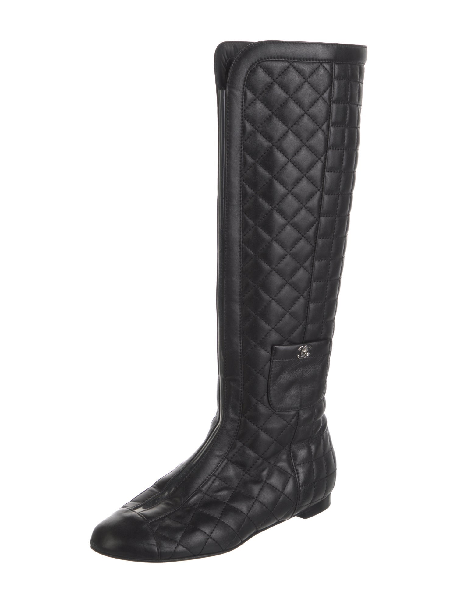 Chanel Interlocking CC Logo Leather Riding Boots