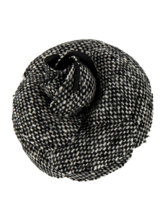 Chanel Tweed Camellia Flower Pin Brooch