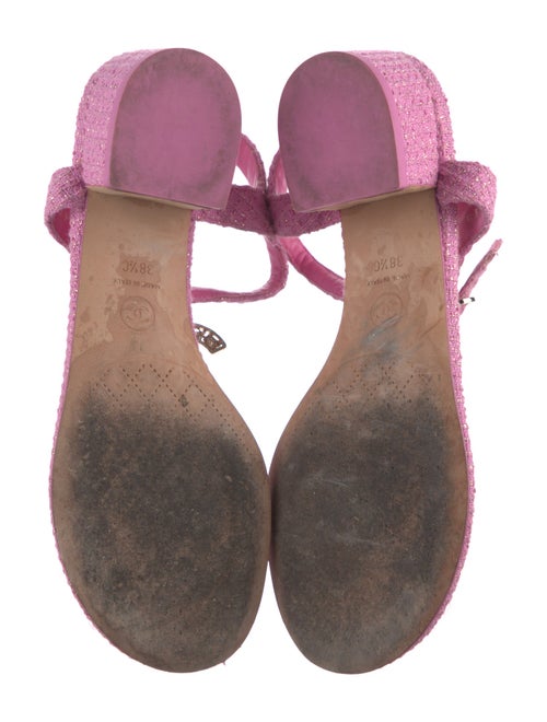 Chanel 2022 Interlocking CC Logo T-Strap Sandals