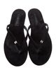 Chanel Interlocking CC Logo Velvet Flip Flops