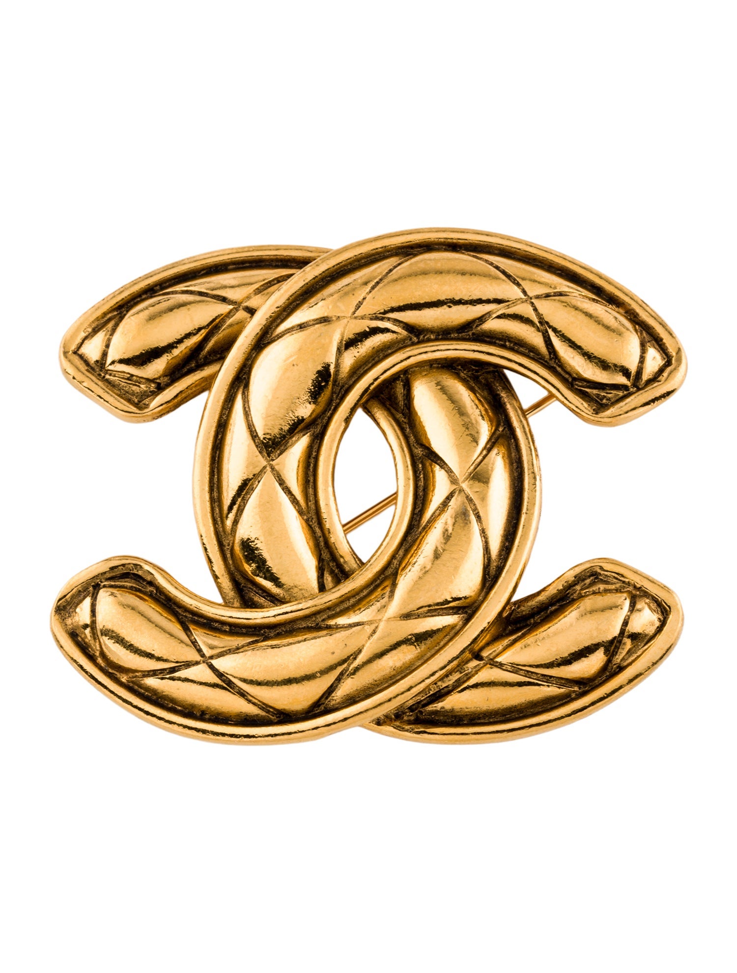 Chanel Vintage Quilted CC Brooch