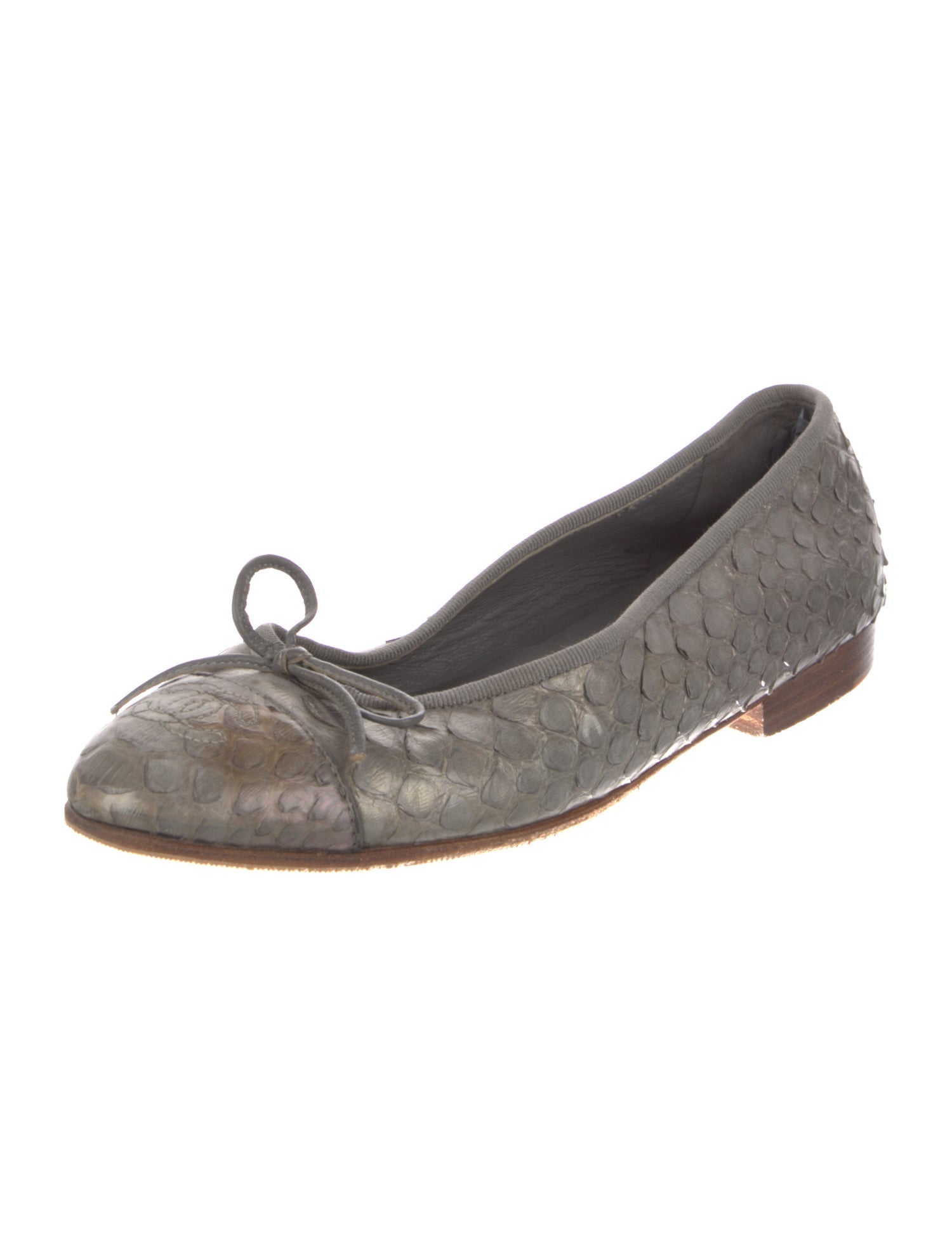 Chanel Interlocking CC Logo Python Ballet Flats