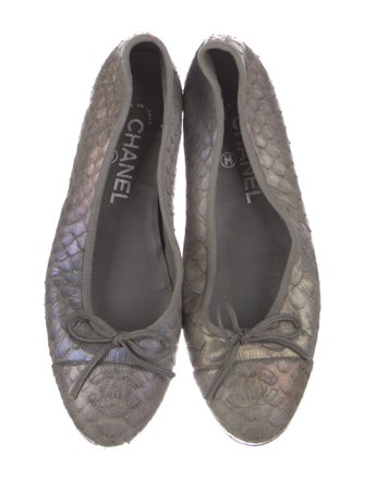 Chanel Interlocking CC Logo Python Ballet Flats