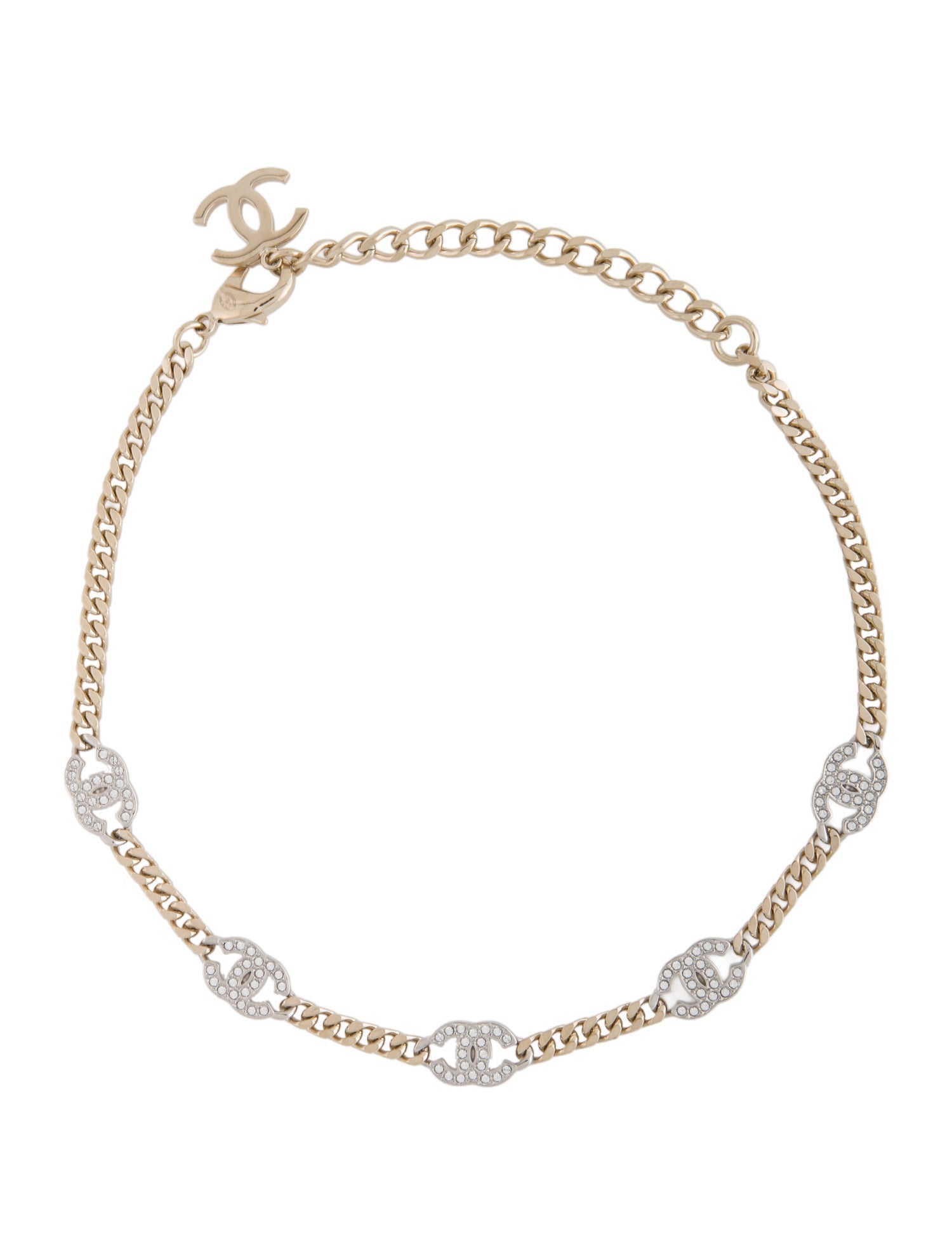 Chanel 2023 Strass CC Station Choker Necklace