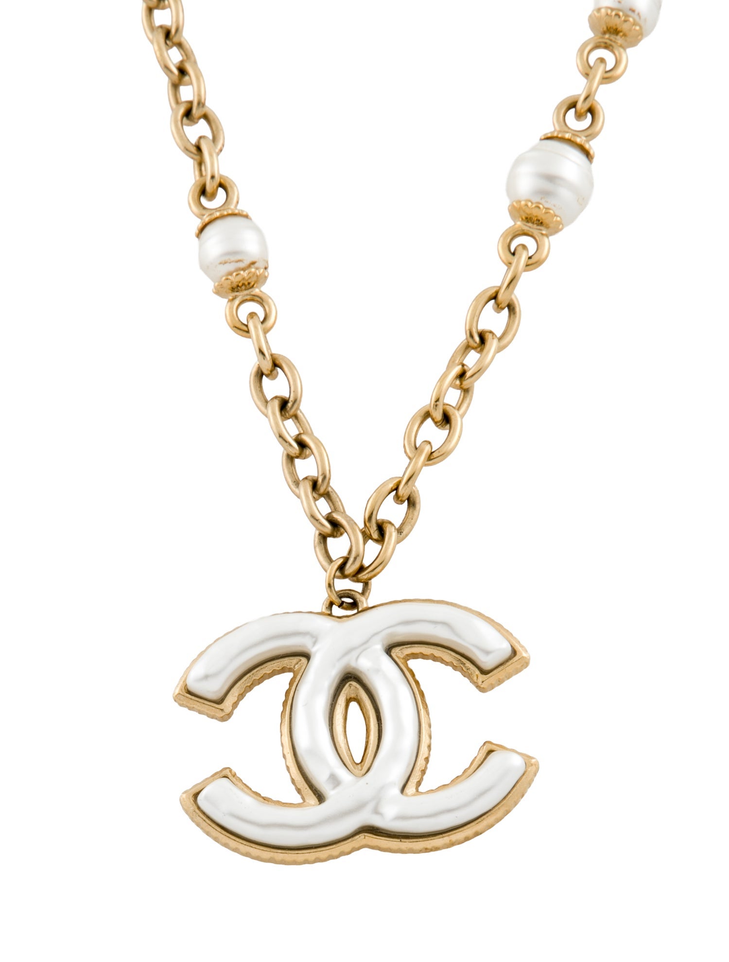 Chanel 2023 Faux Pearl CC Pendant Necklace