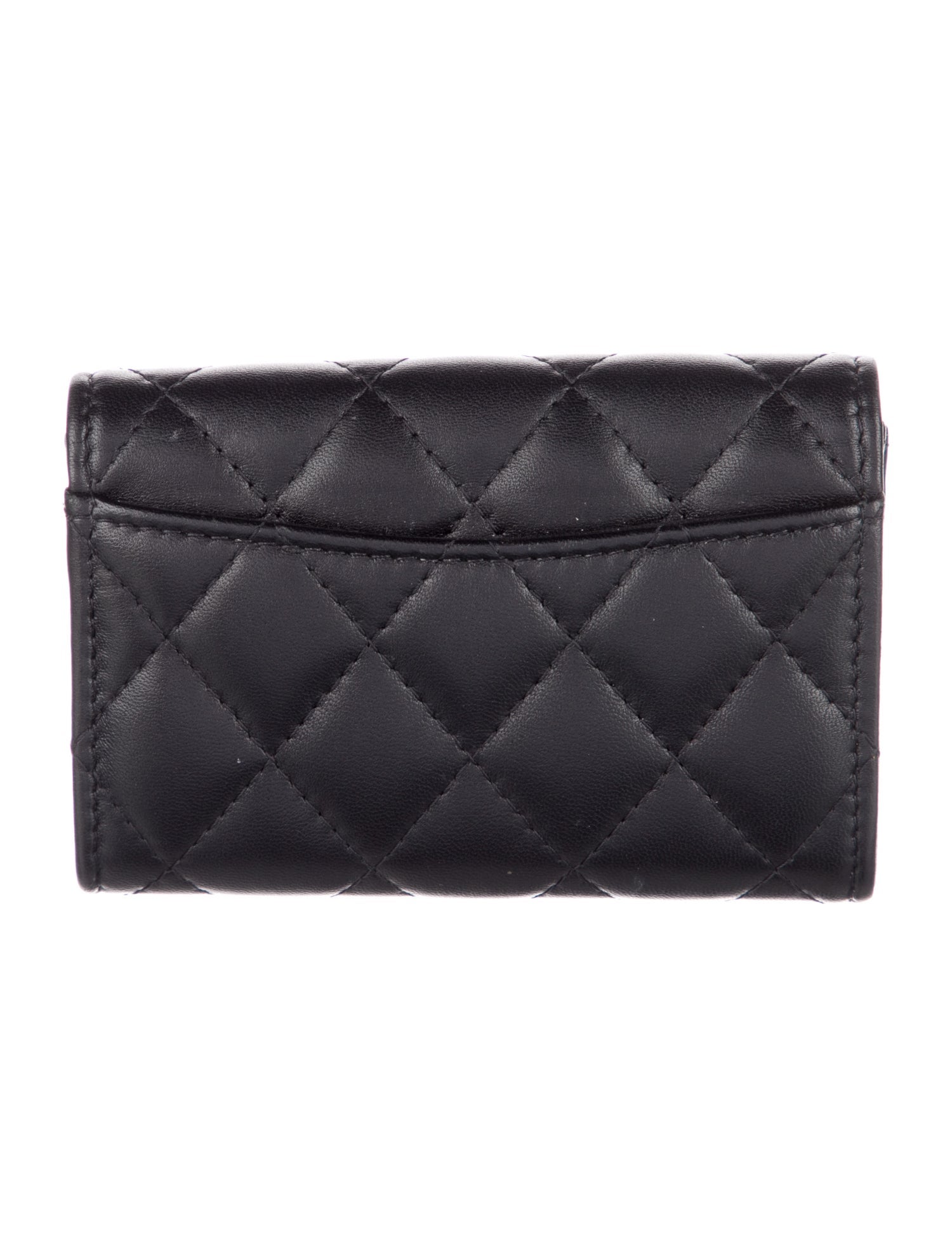 Chanel Classic Compact Flap Card Holder Interlocking CC Logo Trifold Wallet