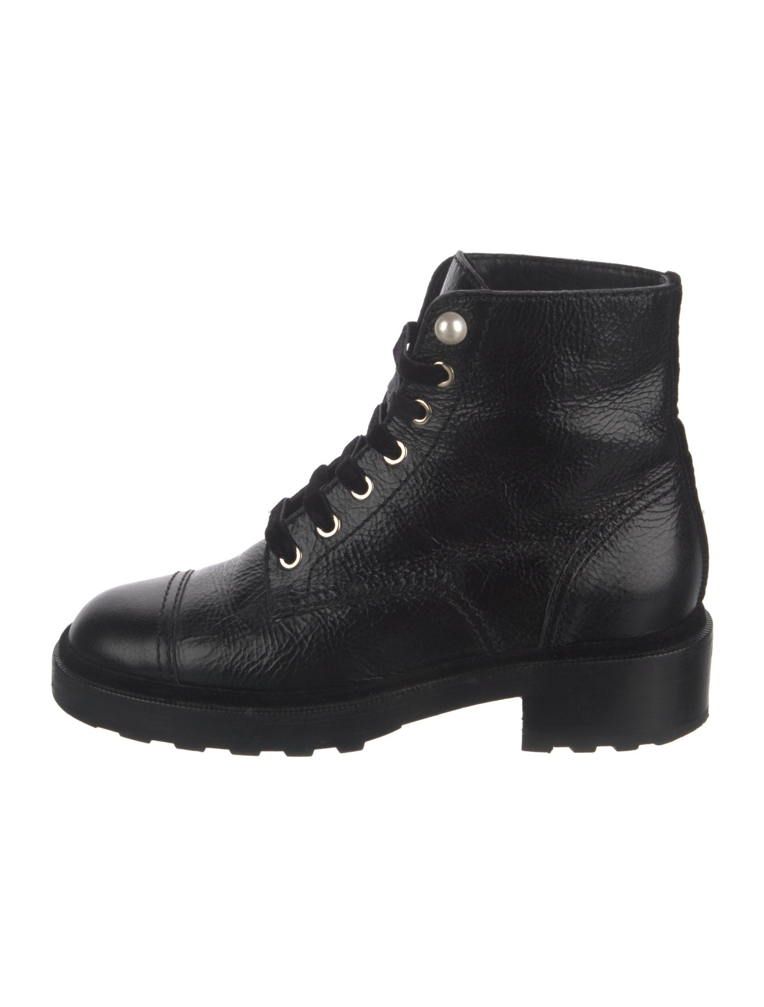 Chanel Interlocking CC Logo Calfskin Combat Boots