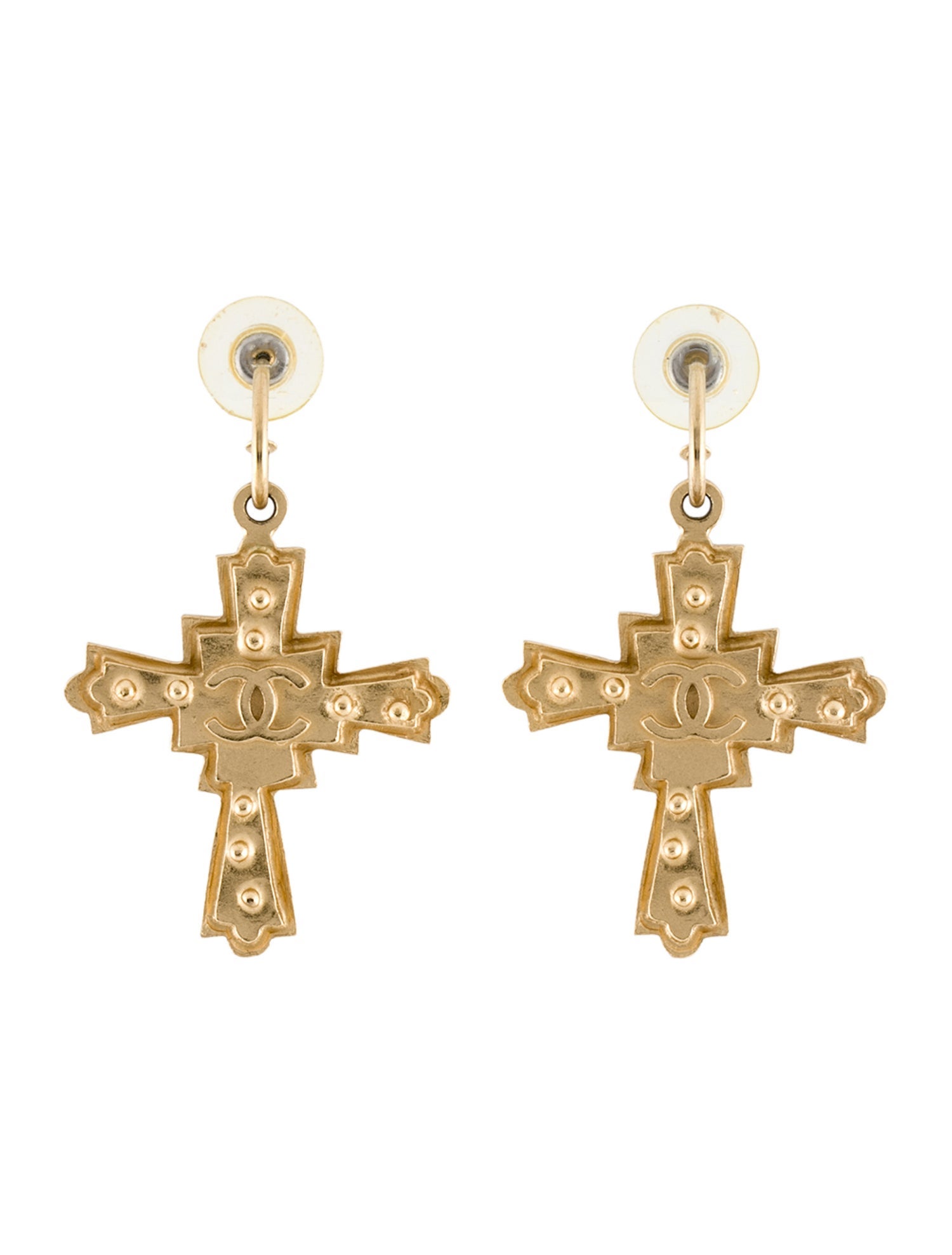 Chanel CC Cross Drop Earrings