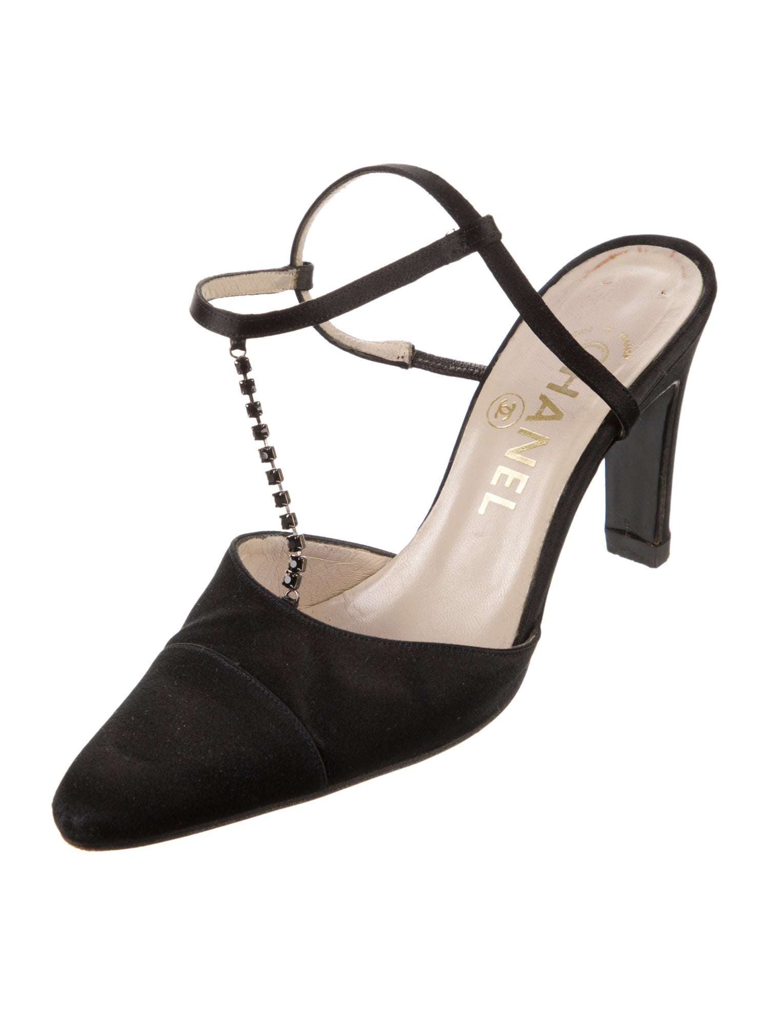 Chanel Vintage Satin T-Strap Pumps