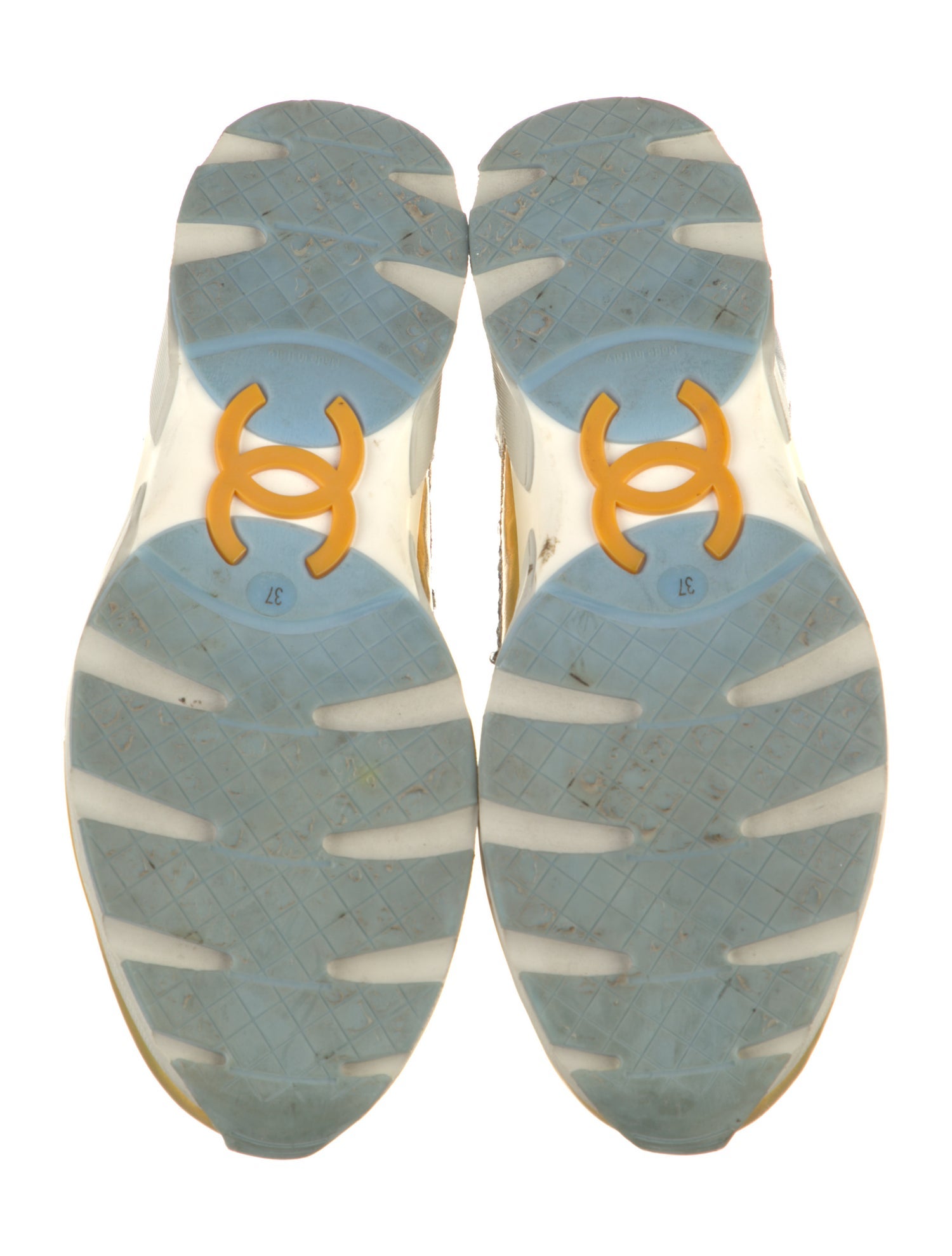 Chanel Interlocking CC Logo Tweed Sneakers